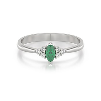 Bague ADEN Emeraude et diamants sur Argent 925 2.1grs