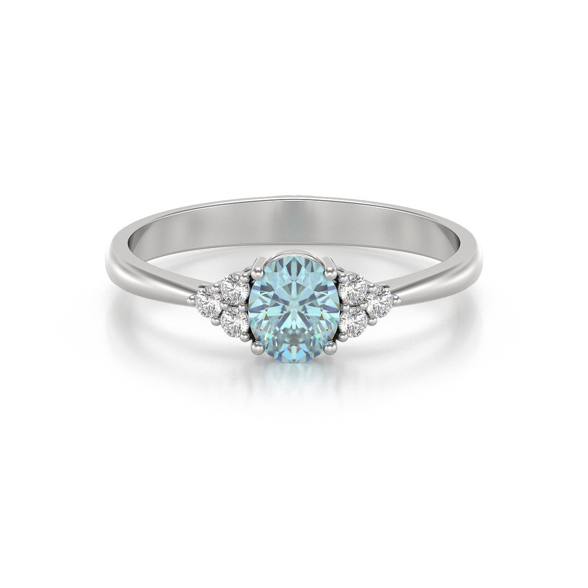 Bague ADEN Aigue-Marine et diamants sur Argent 925 2.20grs