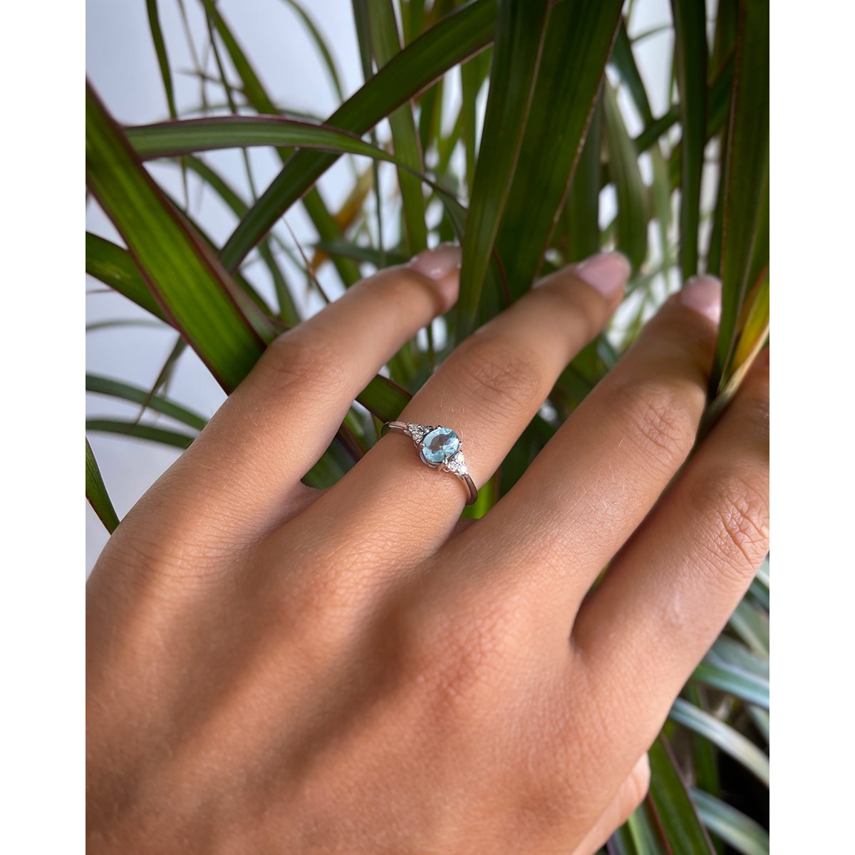 Bague ADEN Aigue-Marine et diamants sur Argent 925 2.20grs - vue 4