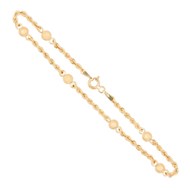 Bracelet Or 18 Carats 750/000 Jaune Maille Corde et Boules Diamantées - Femme