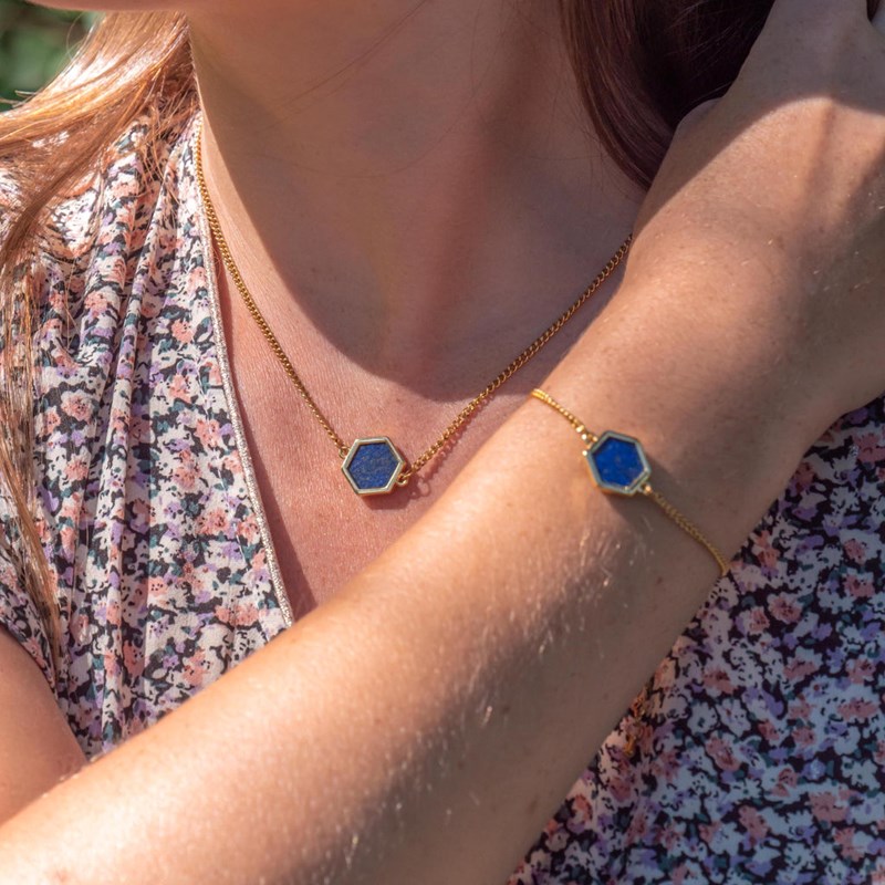Collier et bracelet Hexalia en pierres Lapis-lazuli - vue 2