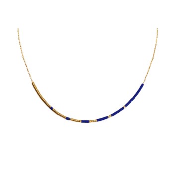 Collier femme minimaliste délicat chaîne ultra fine perles miyuki  ( Bleu)