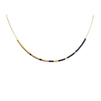 Collier femme minimaliste délicat chaîne ultra fine perles miyuki  ( Noir)