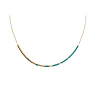 Collier femme minimaliste délicat chaîne ultra fine perles miyuki  ( Bleu ciel)