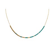 Collier femme minimaliste délicat chaîne ultra fine perles miyuki  ( Bleu ciel)