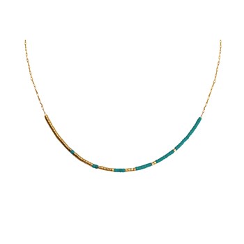 Collier femme minimaliste délicat chaîne ultra fine perles miyuki  ( Bleu ciel)