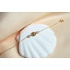 Bracelet  fin orné de perles  semi-precieuses  d 'agate rose  joliment tissé - vue V3
