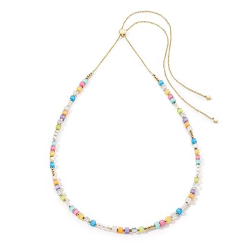 Collier Coeur de Lion perles cubiques multicolores