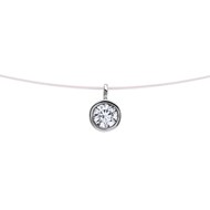 Collier solitaire oxyde clos or blanc fil nylon