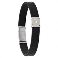 Bracelet Jourdan Hakuho cuir noir acier vis or