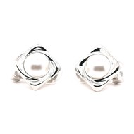 Boucles d'oreilles à clips Brillaxis argentées perles blanches