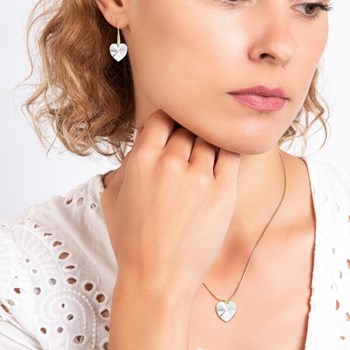 Bohemian SC harten ketting en oorbellen set met fonkelende kristallen