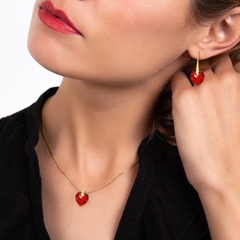 Bohemian SC harten ketting en oorbellen set met fonkelende kristallen