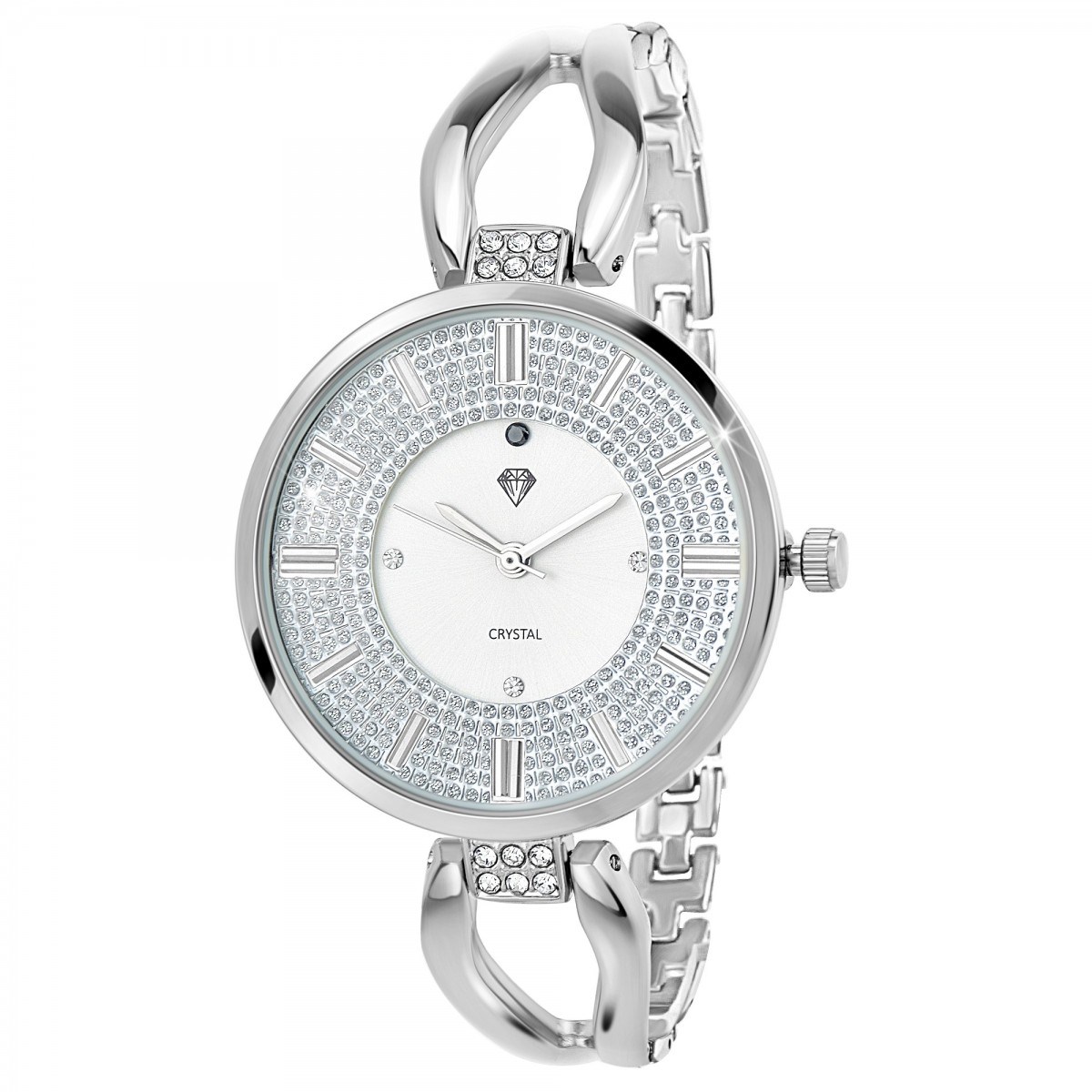 Montre Emilie SC Crystal ornée d'un véritable diamant noir et de 15 Cristaux Scintillants