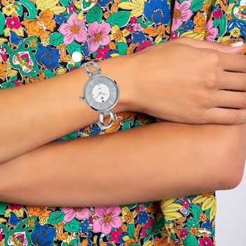 Emilie SC Crystal horloge bezet met een echte zwarte diamant en 15 fonkelende kristallen