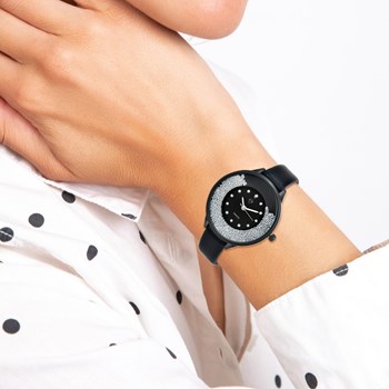 Elegant Aurelie SC Crystal horloge bezet met een echte witte diamant