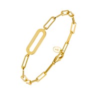 Bracelet chaine argent rhodié ovale doré eva