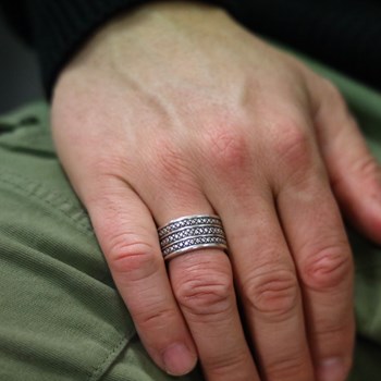 Bague En Argent Anneaux Large Ethnique Pour Homme