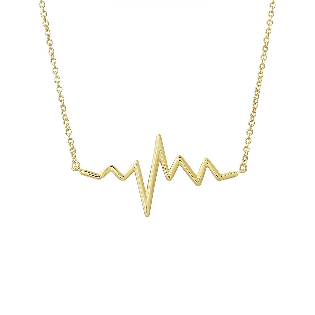 Collier électrocardiogramme rythme du coeur Plaqué OR 750 3 microns