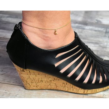 Openwork crescent moon anklet chain Gold-plated 750 3 microns