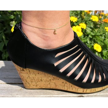 Openwork crescent moon anklet chain Gold-plated 750 3 microns