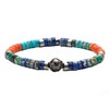 Bracelet Perles Heishi Pierres Naturelles Jaspe Impérial Bleu Ciel, Orange, Vert Et Bleu Planète Acier - vue V1