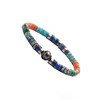 Bracelet Perles Heishi Pierres Naturelles Jaspe Impérial Bleu Ciel, Orange, Vert Et Bleu Planète Acier - vue V3