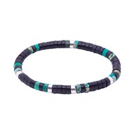 Bracelet Perles Heishi Agate Noire Et Jaspe Vert Impérial-XS-14cm