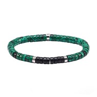 Bracelet Perles Heishi Agate Noire Et Malachite