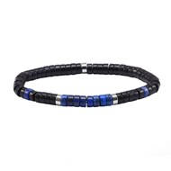 Bracelet Homme Perles Heishi Lapis Lazuli Et Agate Noire