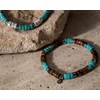 Bracelet Perles Heishi Turquoise Bleu Et Turquoise Blanche - vue V3