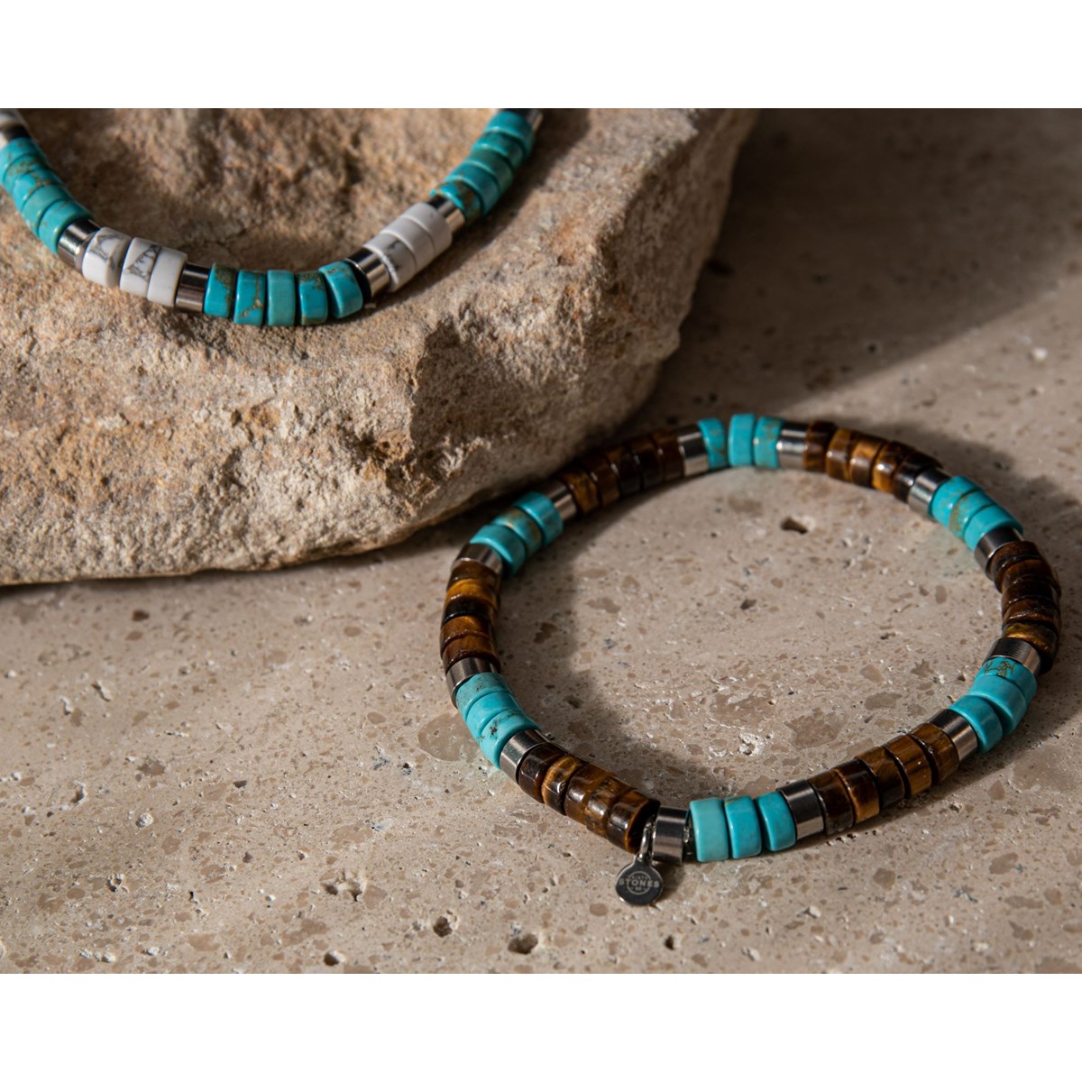 Bracelet Perles Heishi Turquoise Bleu Et Turquoise Blanche - vue 3