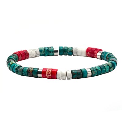 Bracelet Perles Heishi Jaspe Vert Et Rouge SIXTYSTONES | MATY