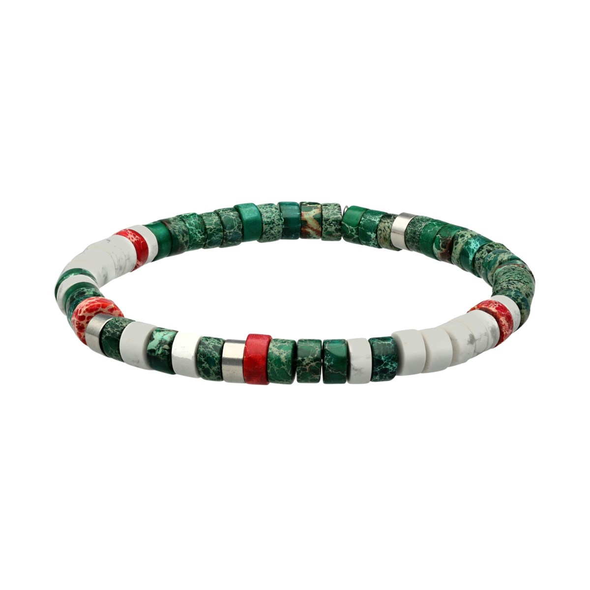 Bracelet Perles Heishi Jaspe Vert Et Rouge