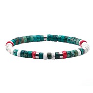 Bracelet Perles Heishi Jaspe Vert Et Rouge
