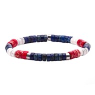 Bracelet homme perles heishi  jaspe bleu et rouge