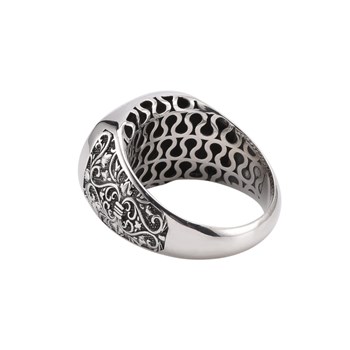 Bague Chevalière Homme Argent Noblesse oeil De Tigre Rouge