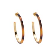 Boucles D'oreilles Créoles En Argent Doré Et Acétate Marron