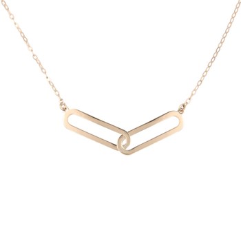 Yellow Gold Necklace - Intertwined Rings - Woman