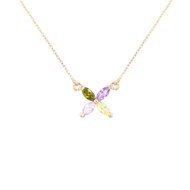 Collier Or Jaune Serti de Pierres Fines - Femme
