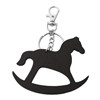 Porte-clés bijou de sac cheval à bascule en bois noir - vue V1