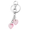 Porte-clés bijou de sac argenté 2 coeurs roses à facettes - vue V1