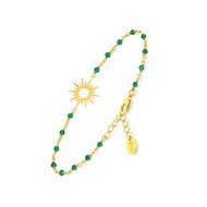 Bracelet En Argent Pierre Onyx Vert Soleil Doré