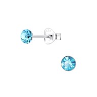 Boucles d'oreilles cristal bleu 4mm en argent 925