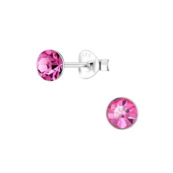 Boucles d'oreilles cristal rose 5mm en argent 925