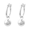 Boucles d'oreilles Mini Créoles boule pendante Argent 925 Rhodié - vue V1