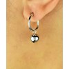 Boucles d'oreilles Mini Créoles boule pendante Argent 925 Rhodié - vue V2