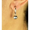 Boucles d'oreilles Mini Créoles boule pendante Argent 925 Rhodié - vue V3