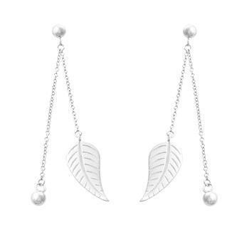 Blad en bal oorbellen, 2 kettingen, zilver 925, gerhodineerd