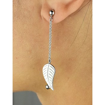 Blad en bal oorbellen, 2 kettingen, zilver 925, gerhodineerd